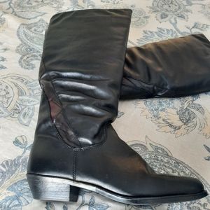 NEW LOWER PRICE! western inspired tall black leather boots.